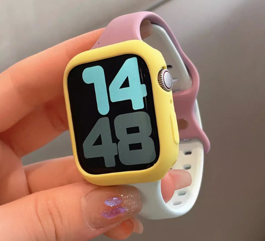 创意撞色applewatch8硅胶表带适用苹果手表7新款舒适iwatch情侣SE